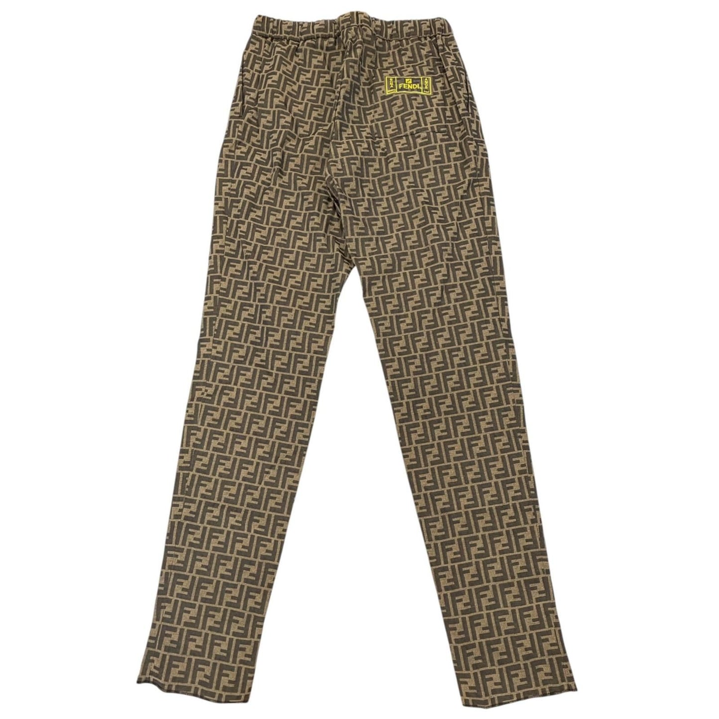 Fendi FF Logo Zucca Pattern Patch Pleated Trousers Easy Pants Brown 50 — view 2