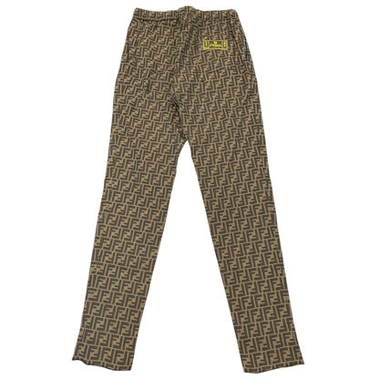 Fendi FF Logo Zucca Pattern Patch Pleated Trousers Easy Pants Brown 50 — view 2