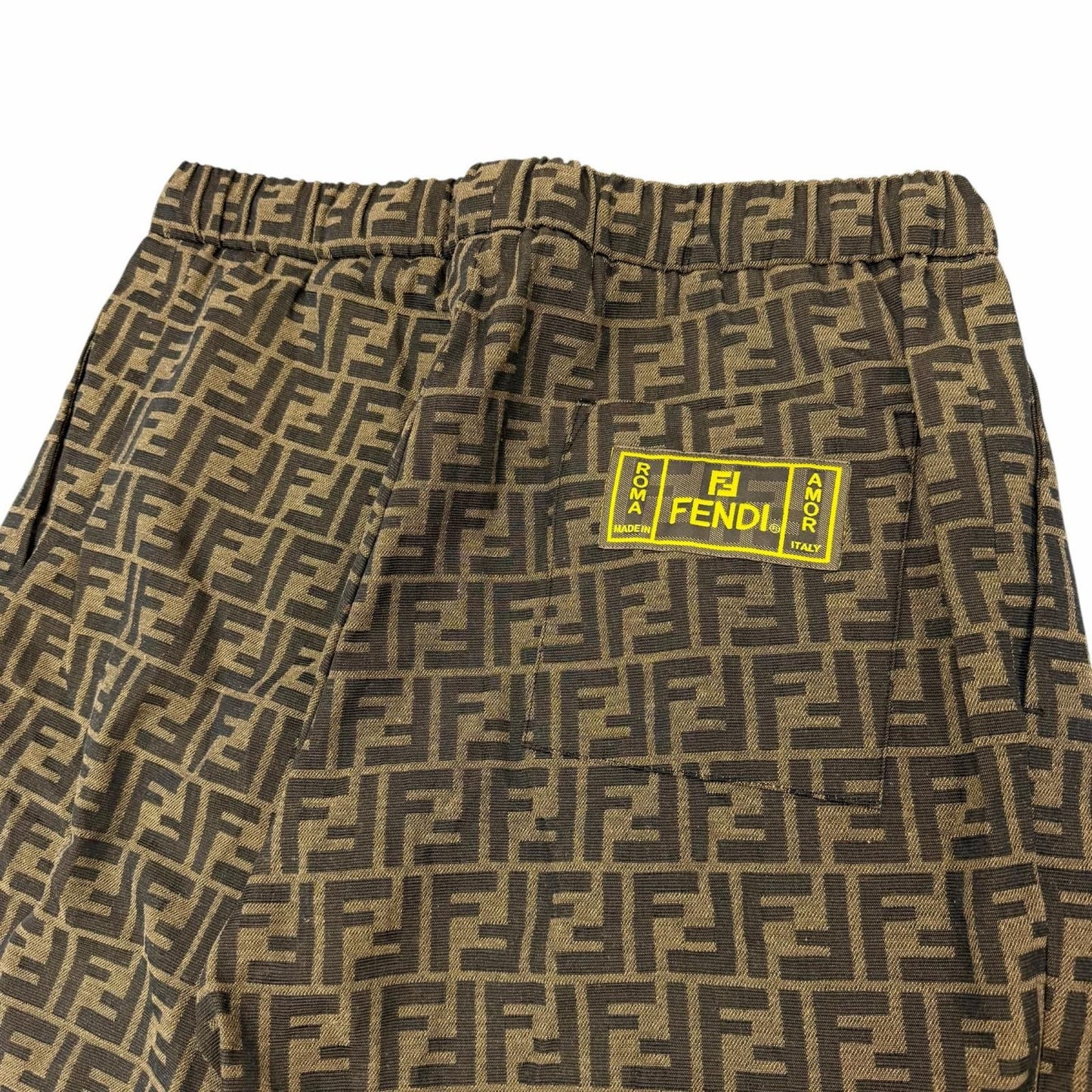 Fendi FF Logo Zucca Pattern Patch Pleated Trousers Easy Pants Brown 50 — view 4