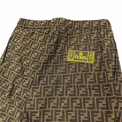 Fendi FF Logo Zucca Pattern Patch Pleated Trousers Easy Pants Brown 50 — view 4