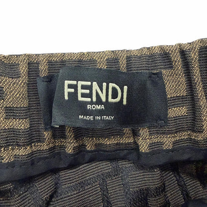 Fendi FF Logo Zucca Pattern Patch Pleated Trousers Easy Pants Brown 50 — view 7