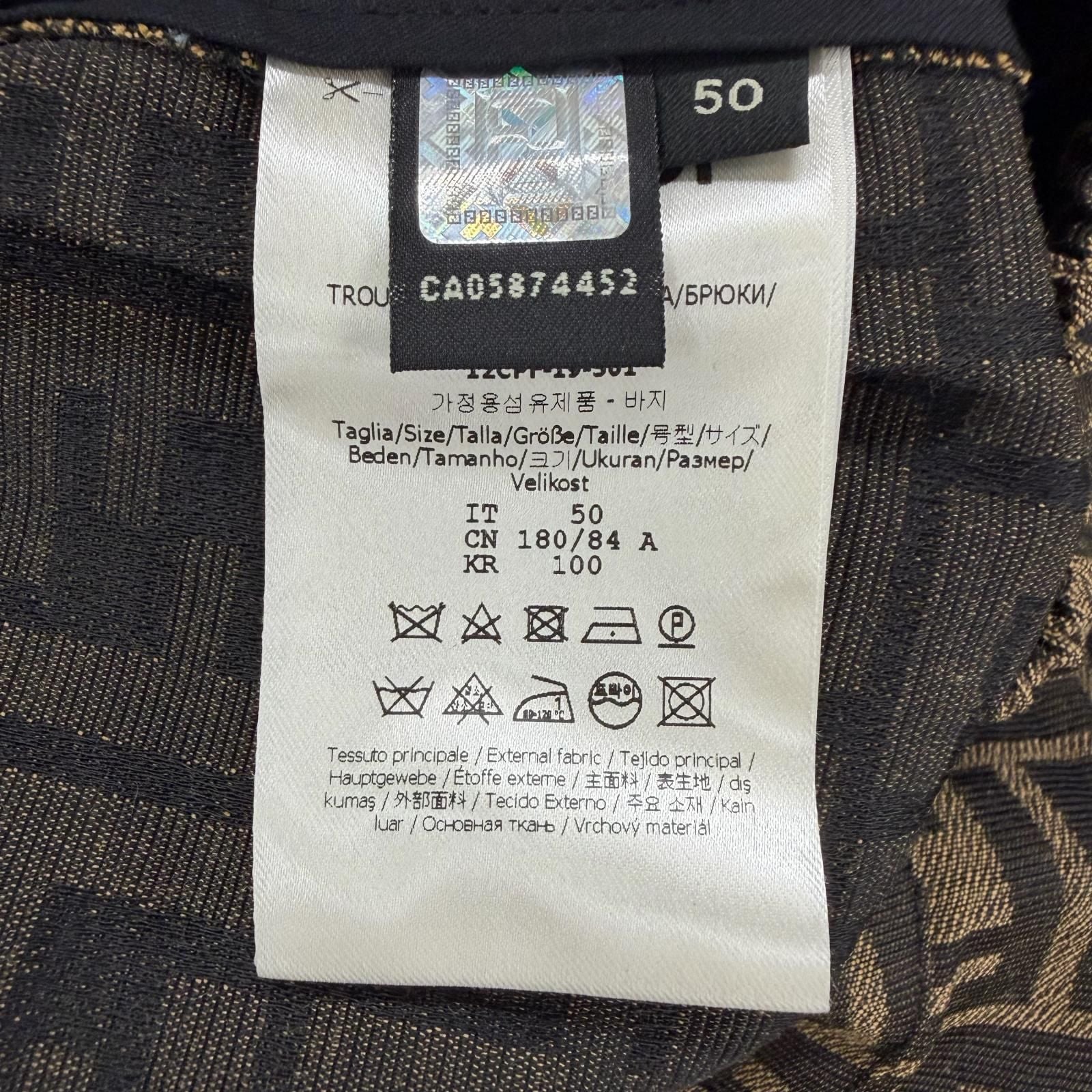 Fendi FF Logo Zucca Pattern Patch Pleated Trousers Easy Pants Brown 50 — view 8