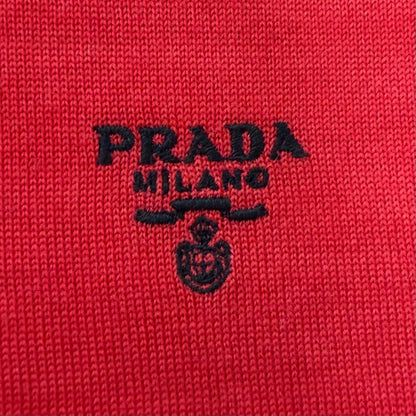 Prada Cashmere Virgin Wool Logo Embroidery Lightweight Short Sleeve Knit Polo — view 5