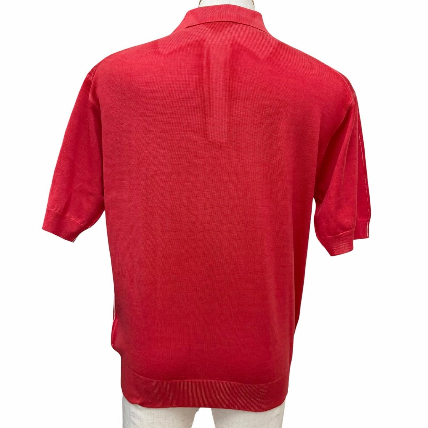 Prada Cashmere Virgin Wool Logo Embroidery Lightweight Short Sleeve Knit Polo — view 4