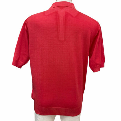 Prada Cashmere Virgin Wool Logo Embroidery Lightweight Short Sleeve Knit Polo — view 4