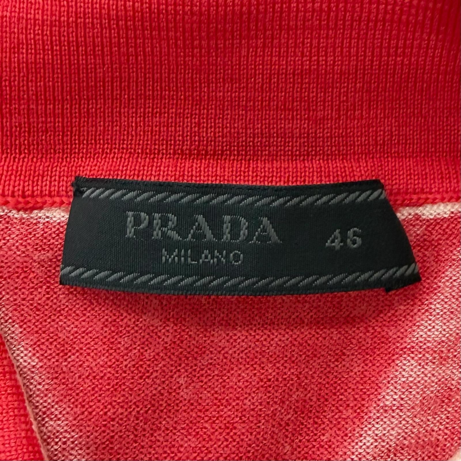 Prada Cashmere Virgin Wool Logo Embroidery Lightweight Short Sleeve Knit Polo — view 7