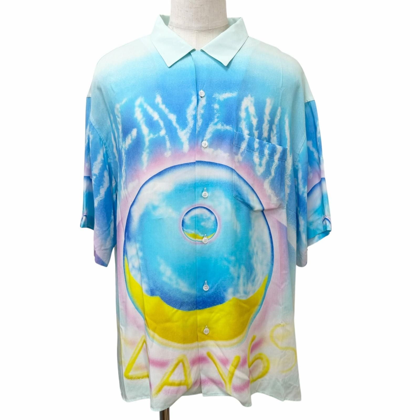 Celine Artist Print Marcelo Lovin Loose Short Sleeve Hawaiian Shirt Light Blue