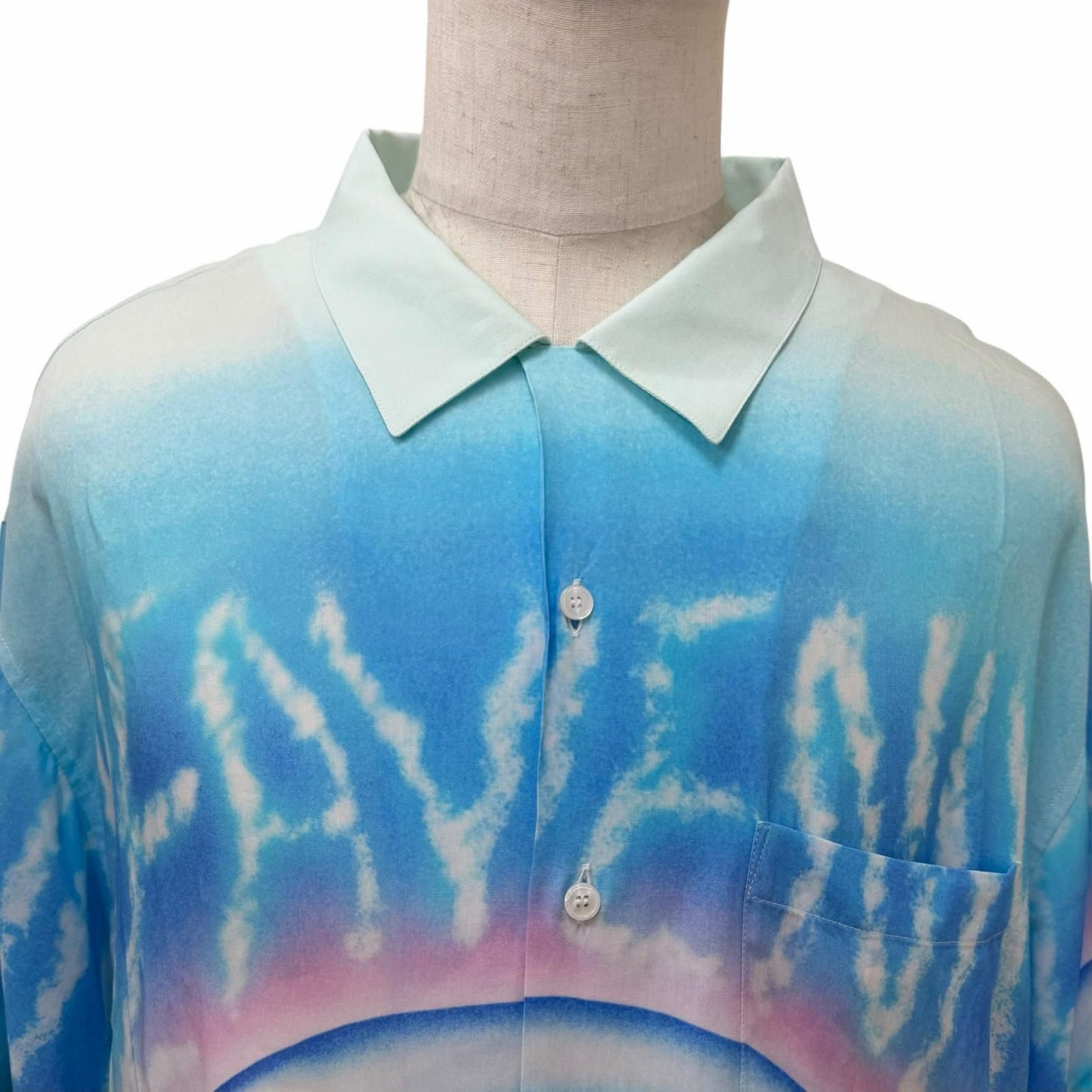 Celine Artist Print Marcelo Lovin Loose Short Sleeve Hawaiian Shirt Light Blue — view 2