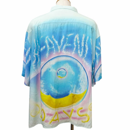 Celine Artist Print Marcelo Lovin Loose Short Sleeve Hawaiian Shirt Light Blue — view 4