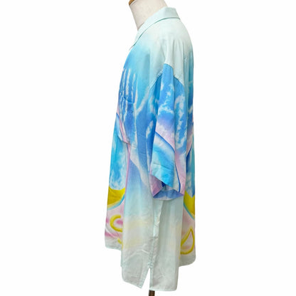 Celine Artist Print Marcelo Lovin Loose Short Sleeve Hawaiian Shirt Light Blue — view 3