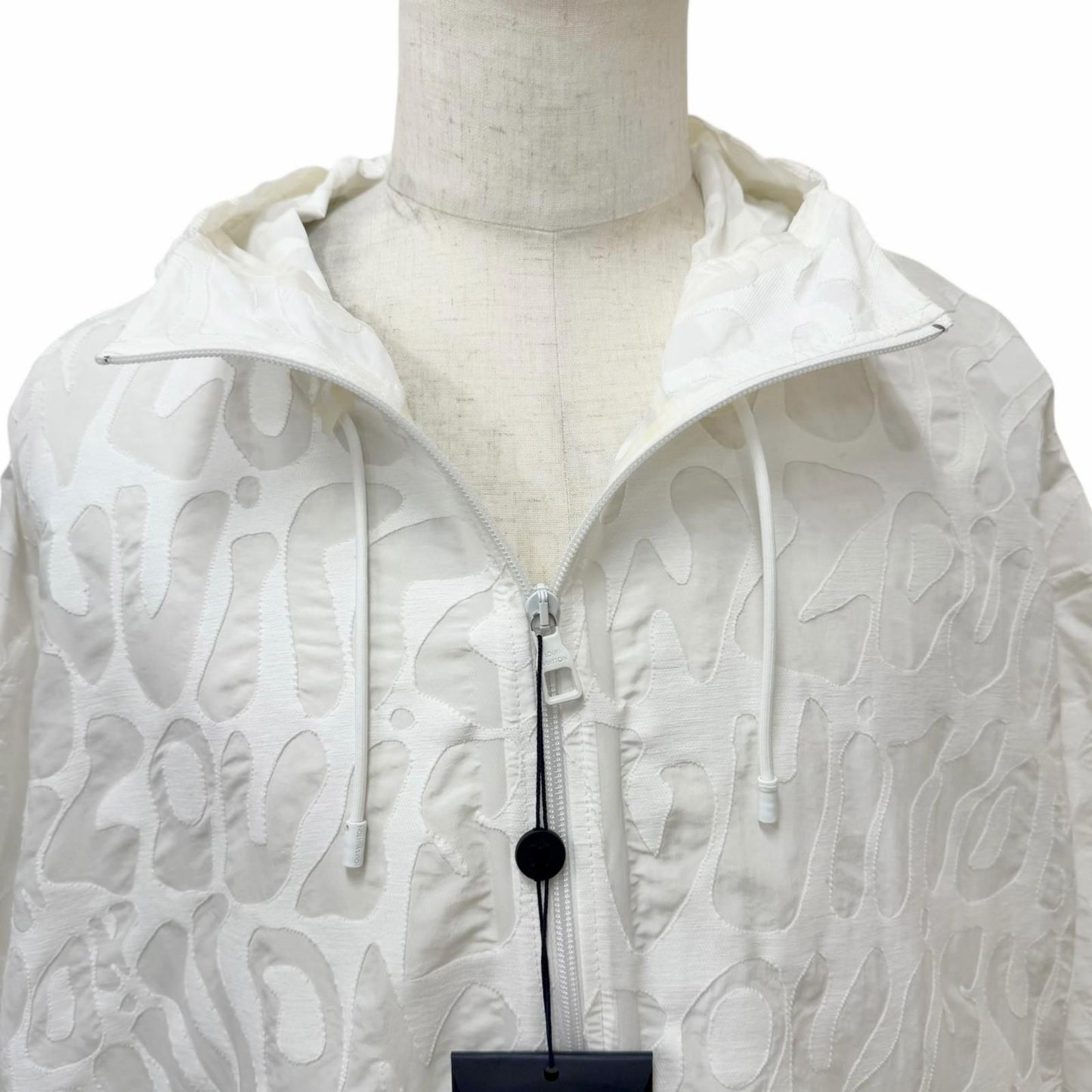 Louis Vuitton Logo Allover Pattern Packable Light Zip Up Jacket Hoodie White 48 — view 2