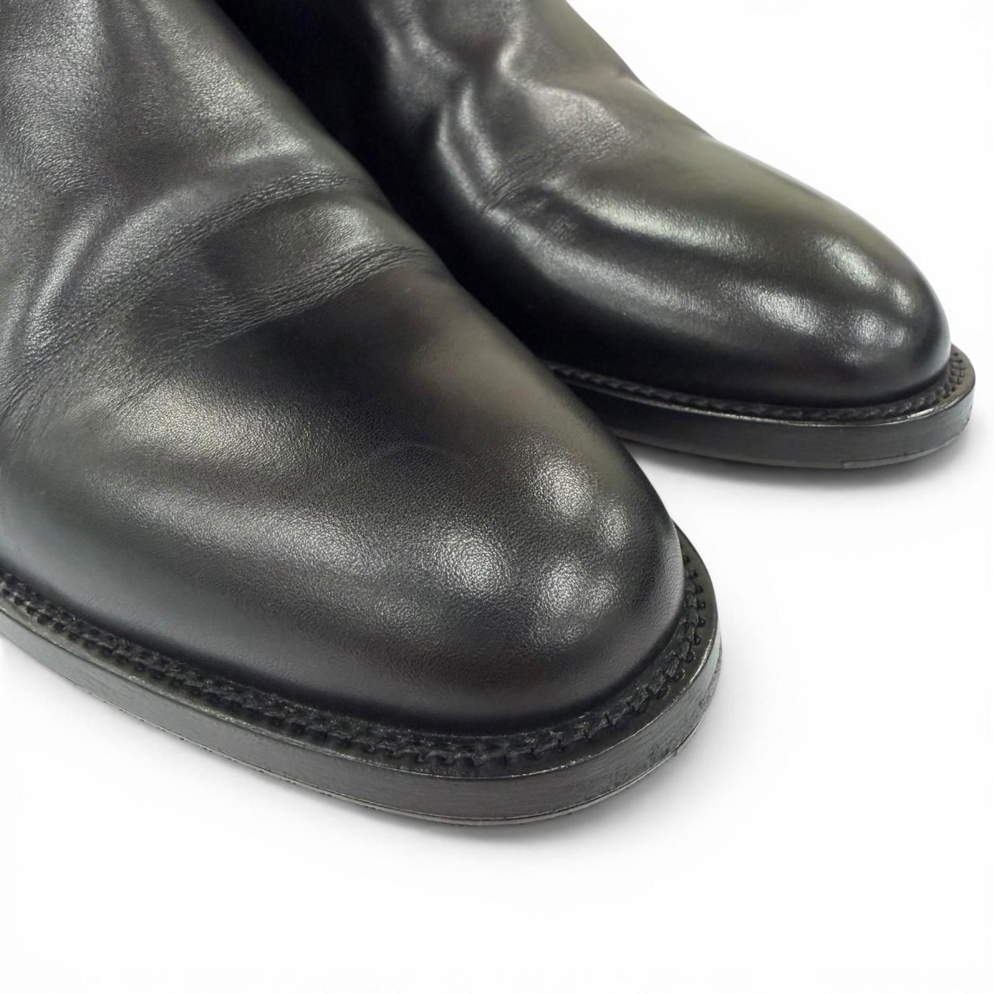 Hermes Silver Kelly Buckle Leather Jumping Boots Long Black — view 8