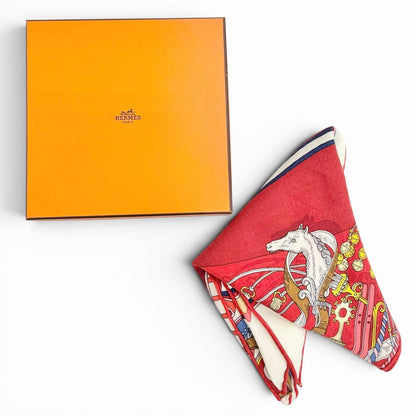 Hermes Triangle Jean Bouquets Sellier Saddlemaker's Bouquet Cashmere Silk Large — view 2