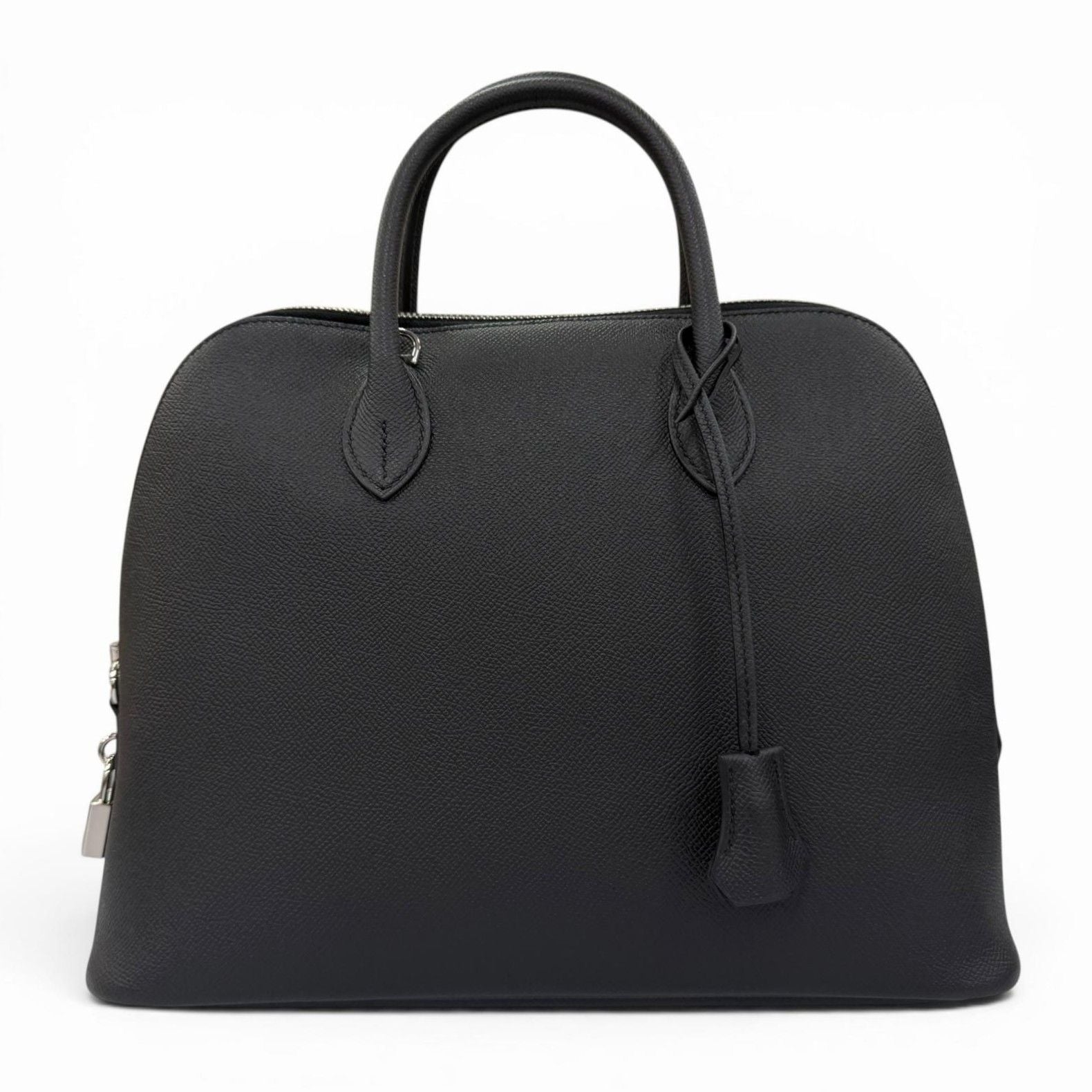 Hermes Bolide 30 Veau Epsom Silver Handbag Black