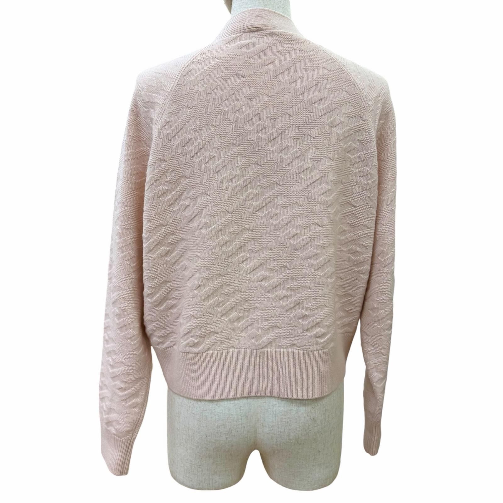 Hermes Wool Logo Buttoned Jacquard Long Sleeve Knit Cardigan Pink 38 — view 3