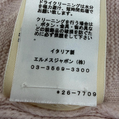 Hermes Wool Logo Buttoned Jacquard Long Sleeve Knit Cardigan Pink 38 — view 9