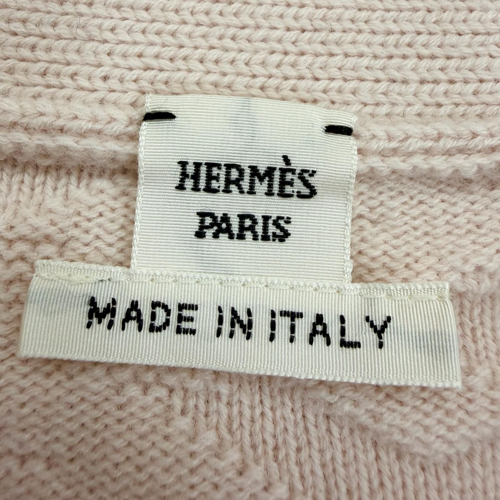 Hermes Wool Logo Buttoned Jacquard Long Sleeve Knit Cardigan Pink 38 — view 6