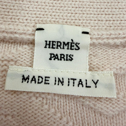Hermes Wool Logo Buttoned Jacquard Long Sleeve Knit Cardigan Pink 38 — view 6