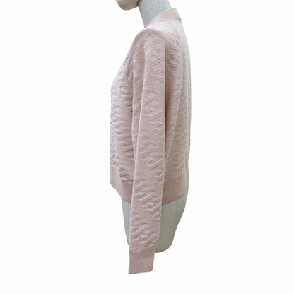 Hermes Wool Logo Buttoned Jacquard Long Sleeve Knit Cardigan Pink 38 — view 2