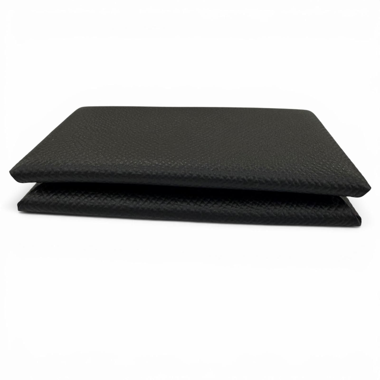 Hermes Calvi Veau Epsom Silver Card Case Black — view 4
