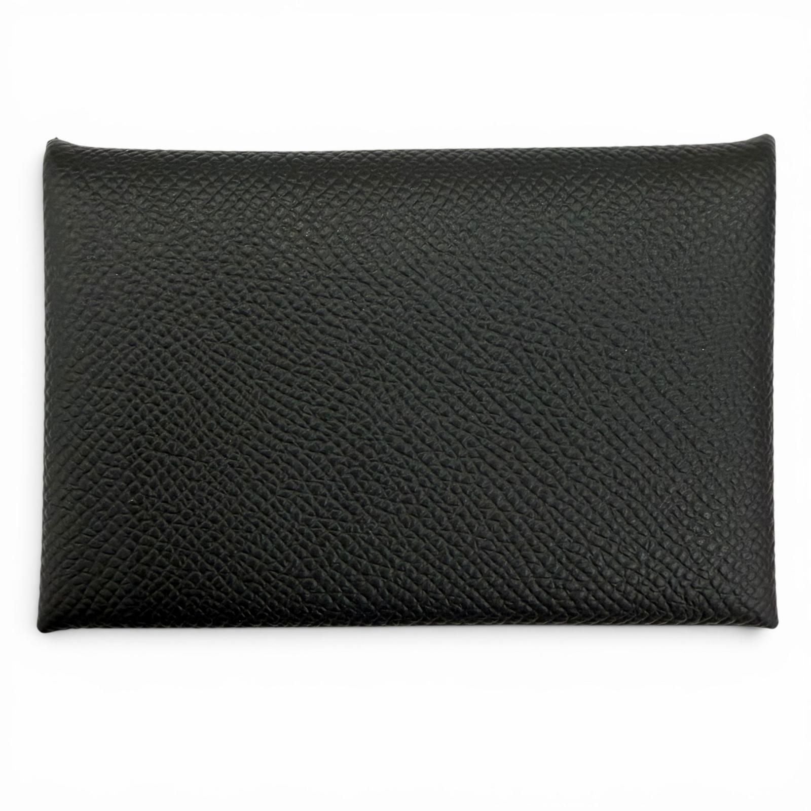 Hermes Calvi Veau Epsom Silver Card Case Black — view 3