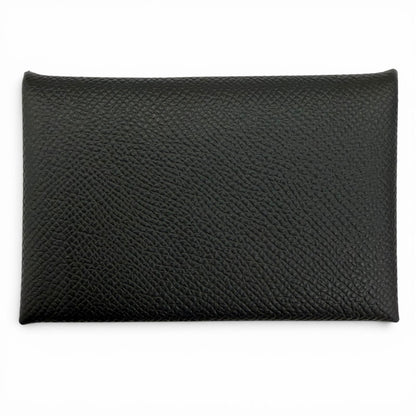Hermes Calvi Veau Epsom Silver Card Case Black — view 3