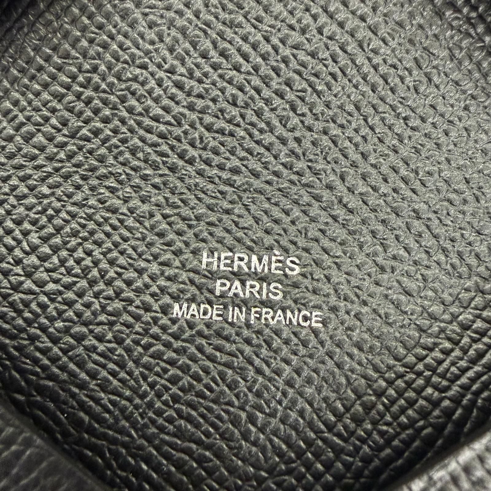 Hermes Calvi Veau Epsom Silver Card Case Black — view 7
