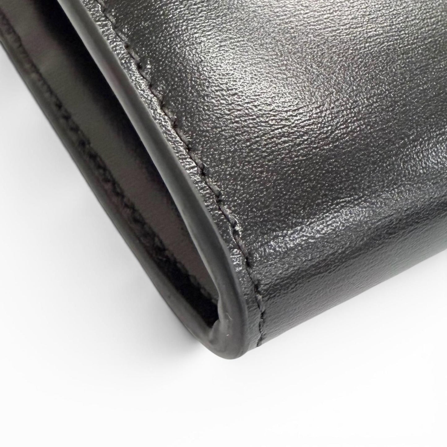 Celine Shiny Calfskin Triomphe Flap Large Wallet Bifold Black Gold — view 5