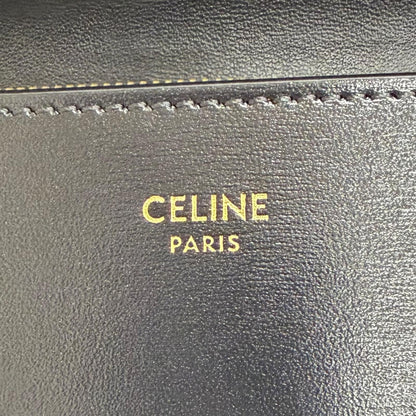 Celine Shiny Calfskin Triomphe Flap Large Wallet Bifold Black Gold — view 8