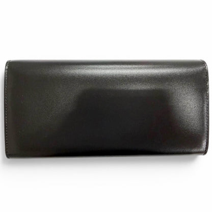 Celine Shiny Calfskin Triomphe Flap Large Wallet Bifold Black Gold — view 3