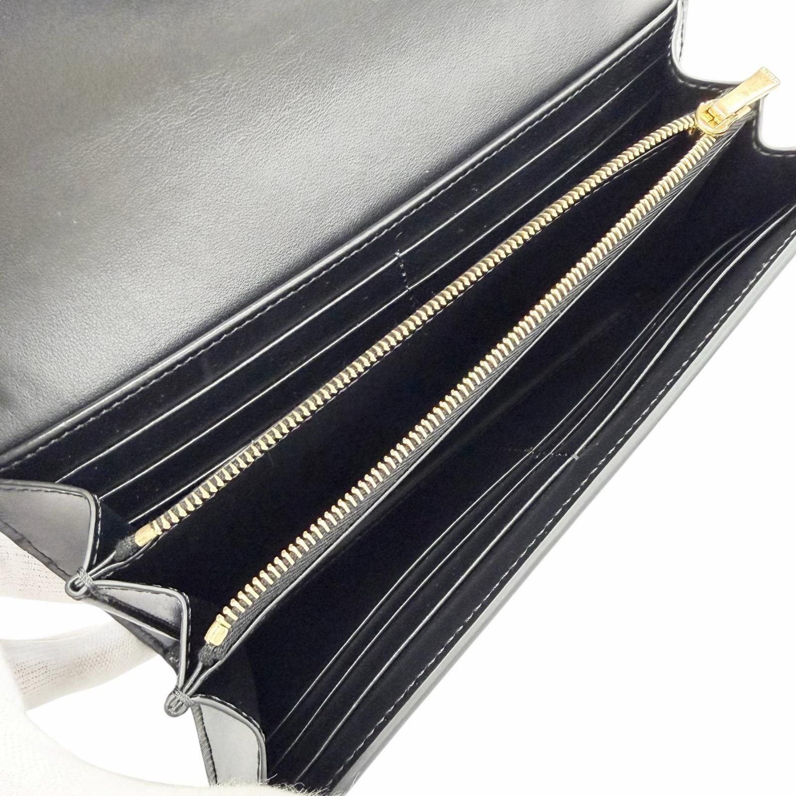Celine Shiny Calfskin Triomphe Flap Large Wallet Bifold Black Gold — view 6