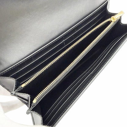 Celine Shiny Calfskin Triomphe Flap Large Wallet Bifold Black Gold — view 6