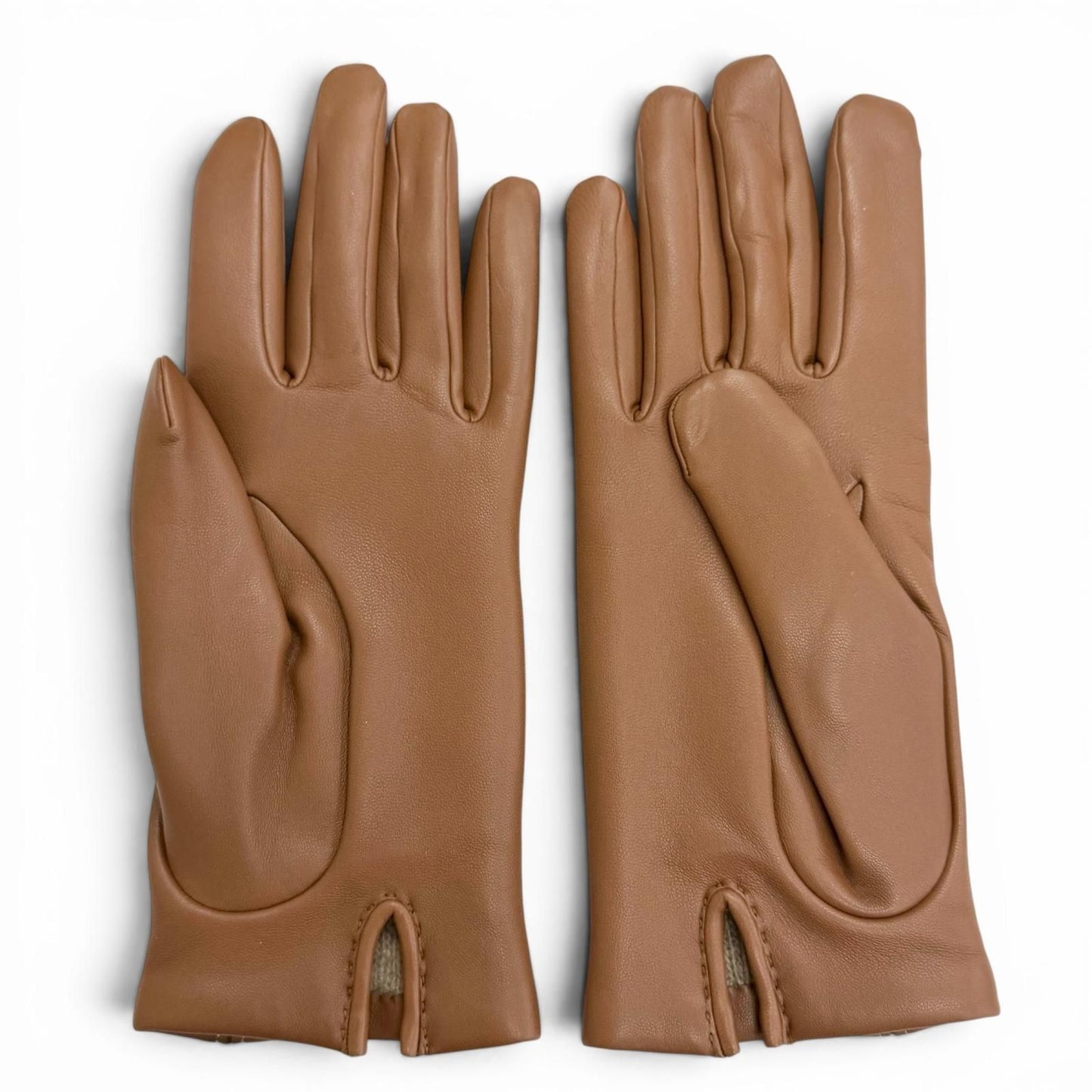 Hermes Lining Cashmere Stitch Lambskin Gloves Brown 7.5 Recommended — view 4