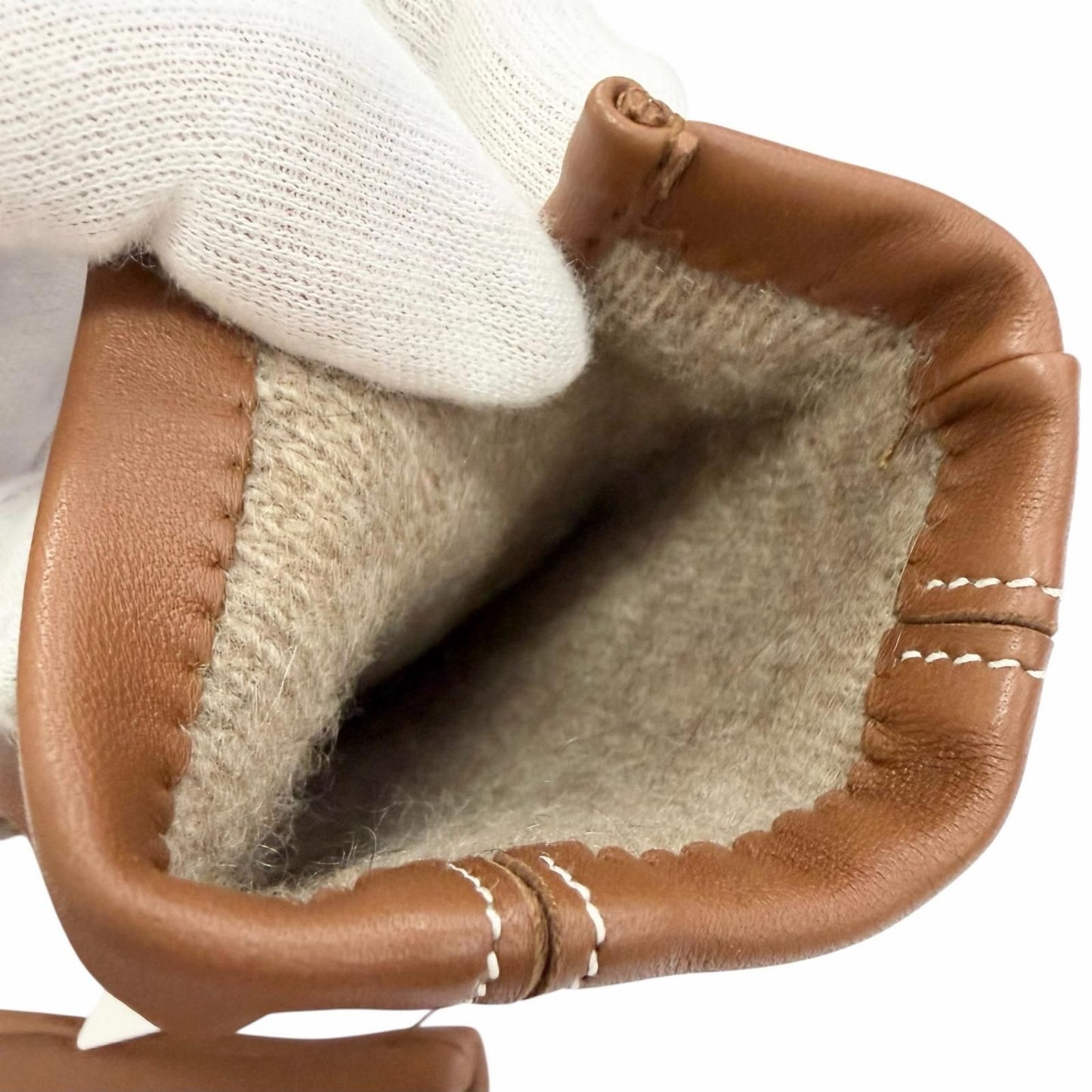 Hermes Lining Cashmere Stitch Lambskin Gloves Brown 7.5 Recommended — view 5