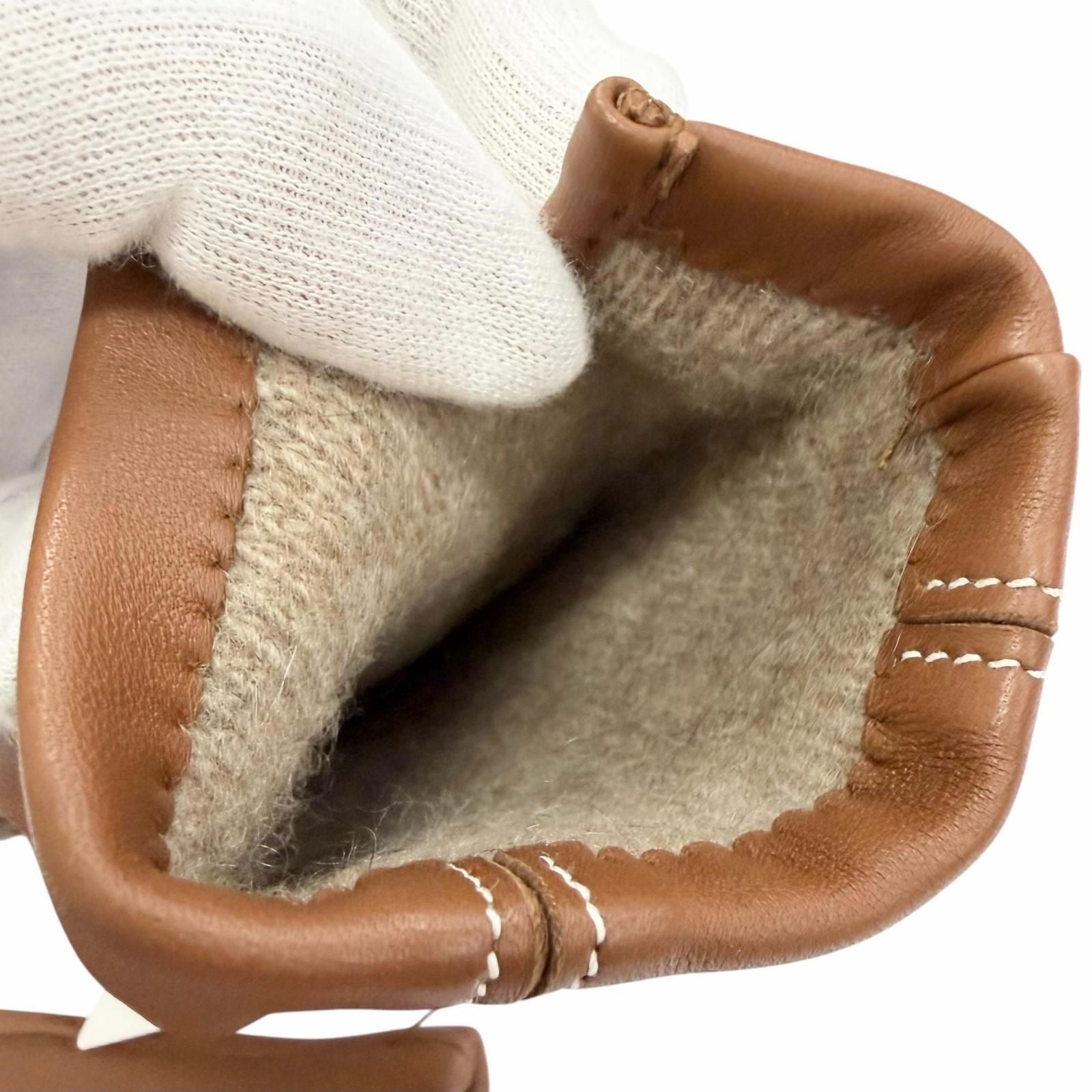Hermes Lining Cashmere Stitch Lambskin Gloves Brown 7.5 Recommended — view 5