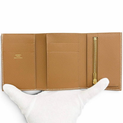 Hermes Bearn Convenience Verso Veau Epsom Cles Gold Trifold Wallet Large — view 6