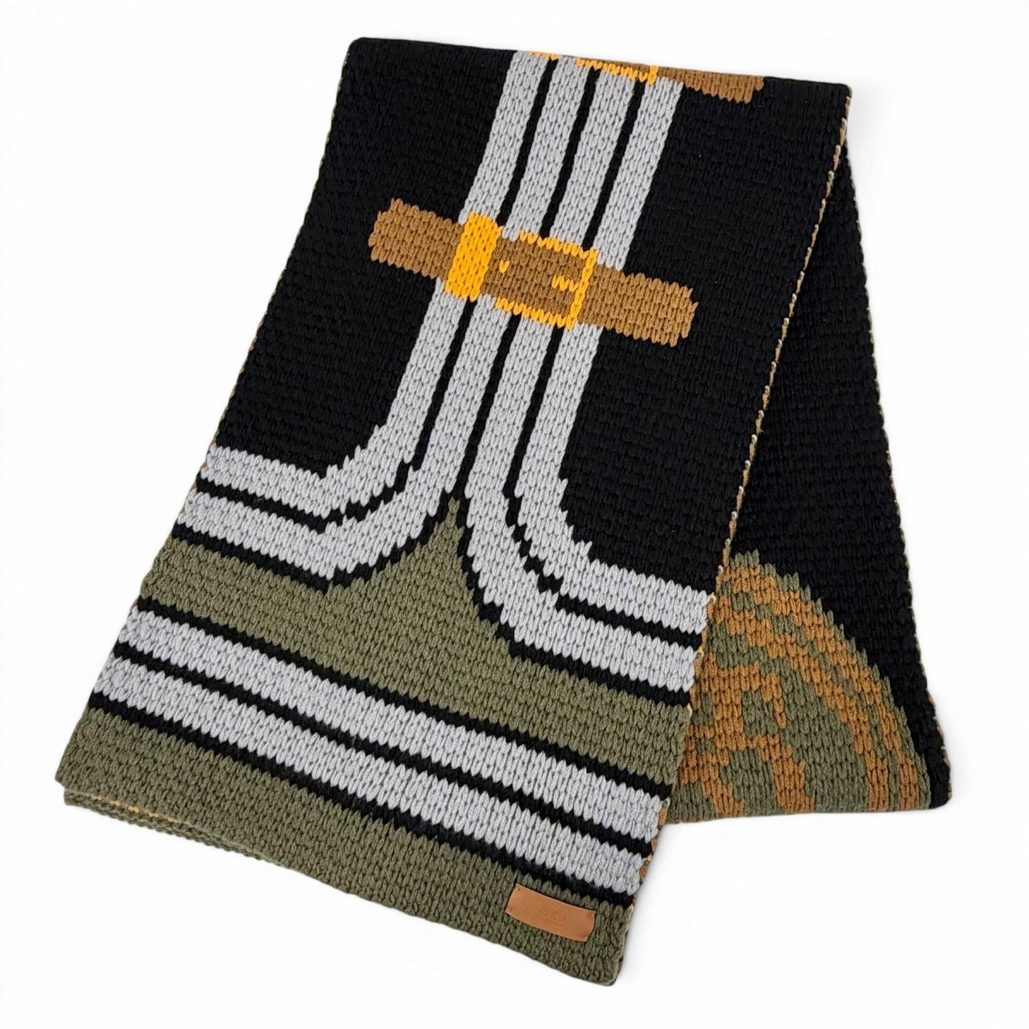 Hermes Grande Tenue Cashmere 100% Logo Leather Long Scarf with Patch Black
