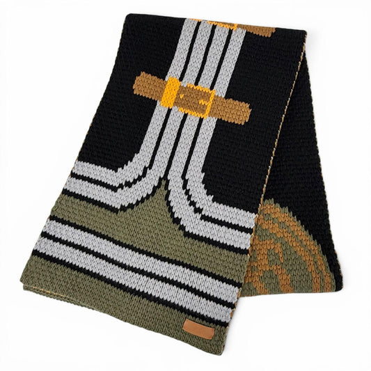 Hermes Grande Tenue Cashmere 100% Logo Leather Long Scarf with Patch Black