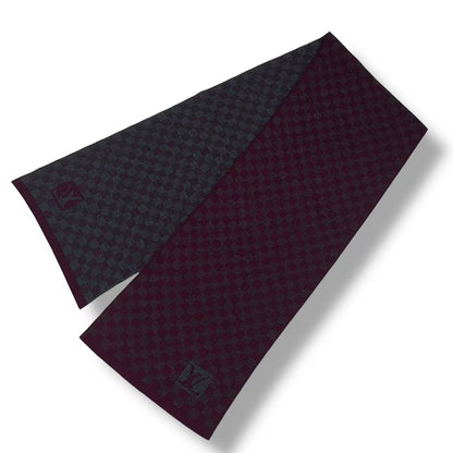 Louis Vuitton Scarf Wool LV Logo Gray Wine — view 4