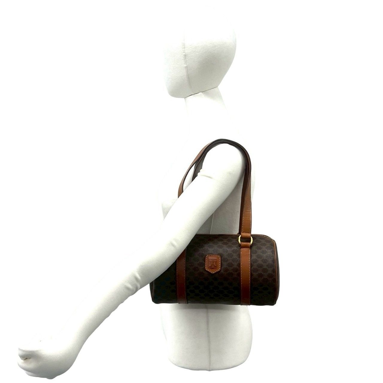 Celine Vintage Macadam Blason Triomphe Pattern Leather Tote Brown — view 2