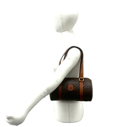 Celine Vintage Macadam Blason Triomphe Pattern Leather Tote Brown — view 2