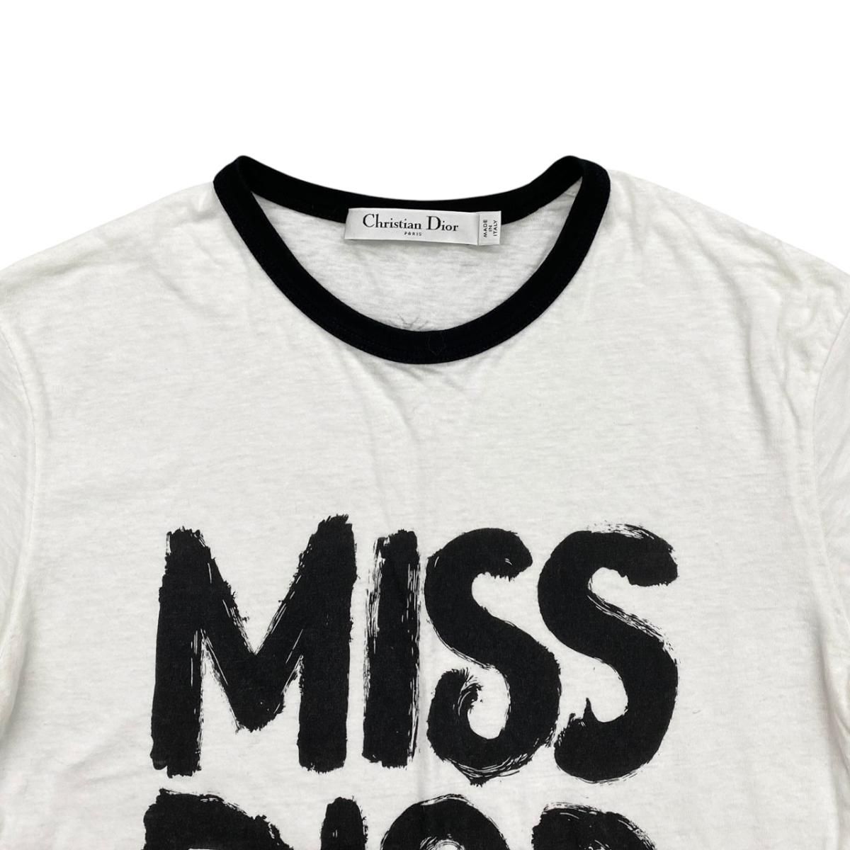 Dior Short Sleeve T-Shirt Graffiti Logo XS White Black — view 3