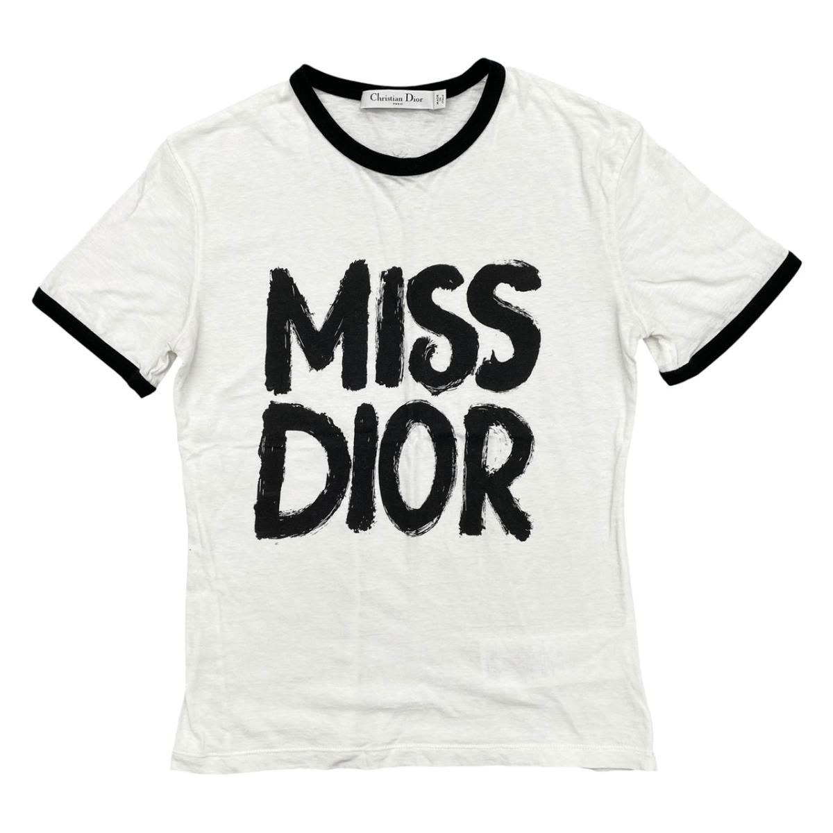 Dior Short Sleeve T-Shirt Graffiti Logo XS White Black
