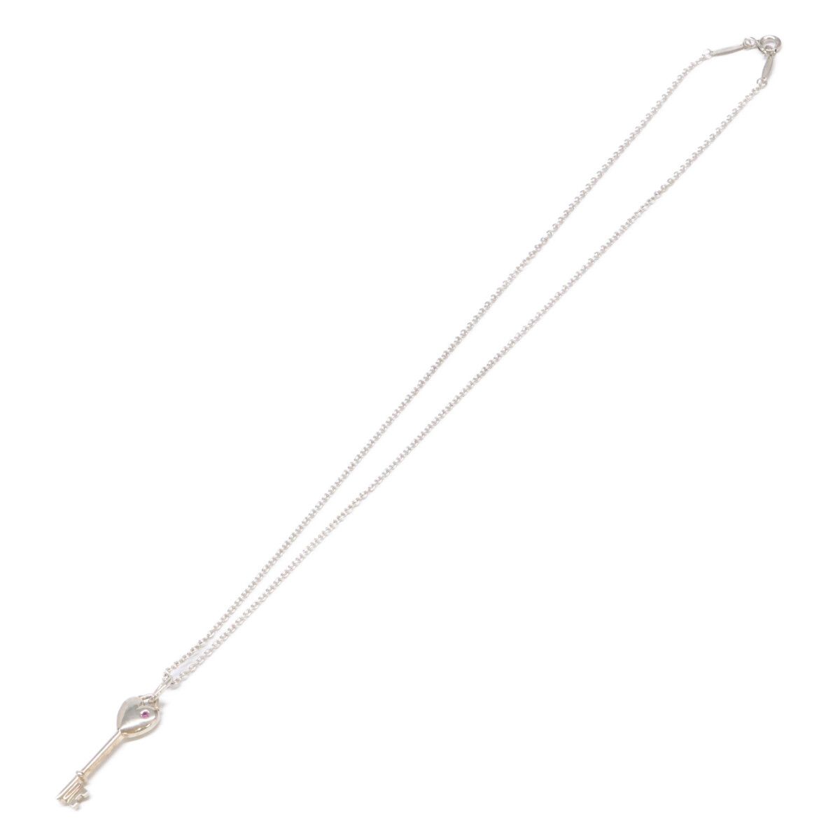 Tiffany & Co 925 Elsa Peretti Pink Saffiano Heart Key Pendant — view 2