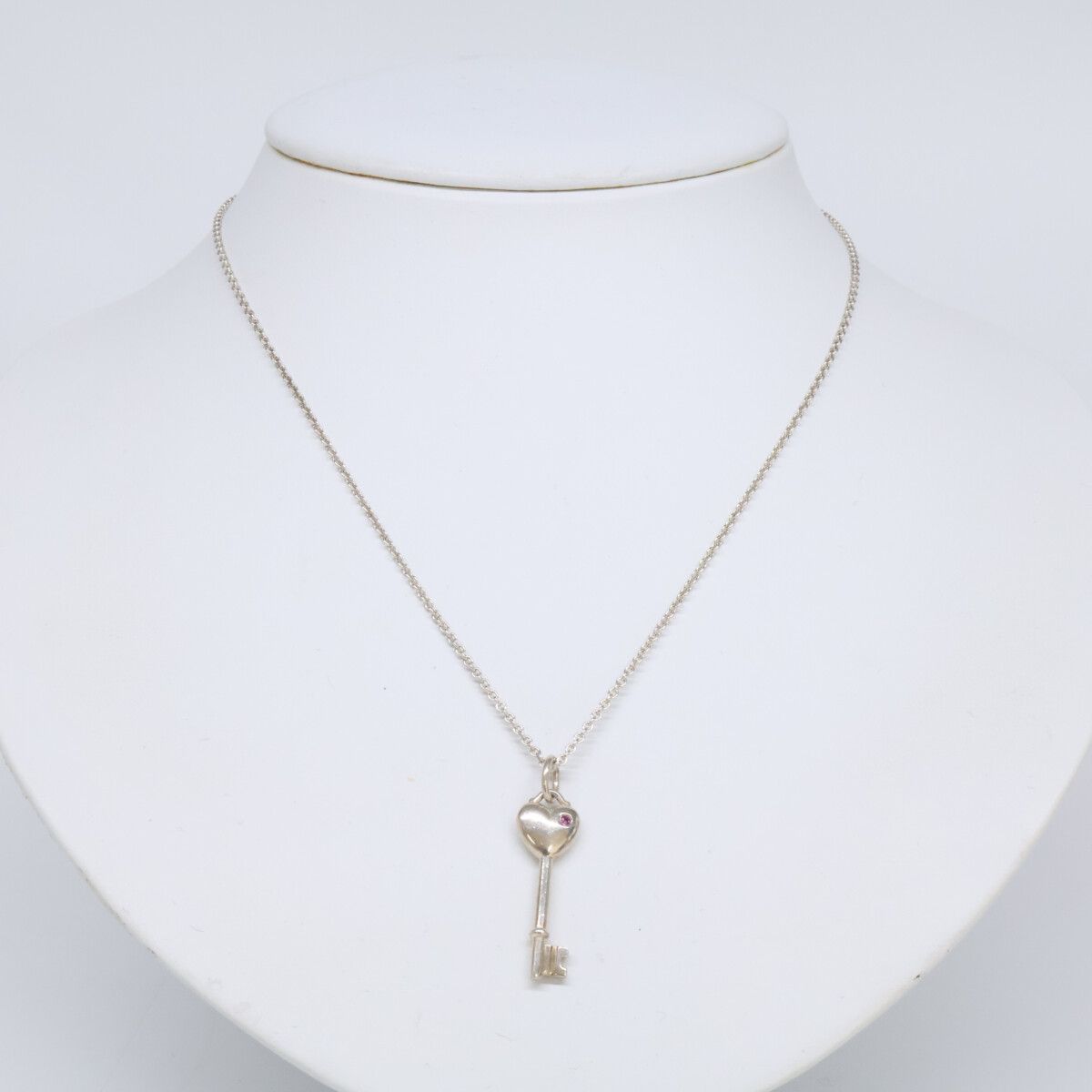 Tiffany & Co 925 Elsa Peretti Pink Saffiano Heart Key Pendant — view 8