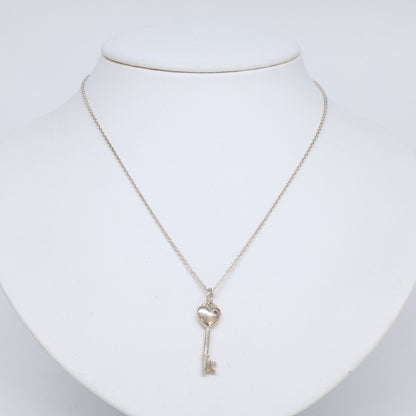 Tiffany & Co 925 Elsa Peretti Pink Saffiano Heart Key Pendant — view 8