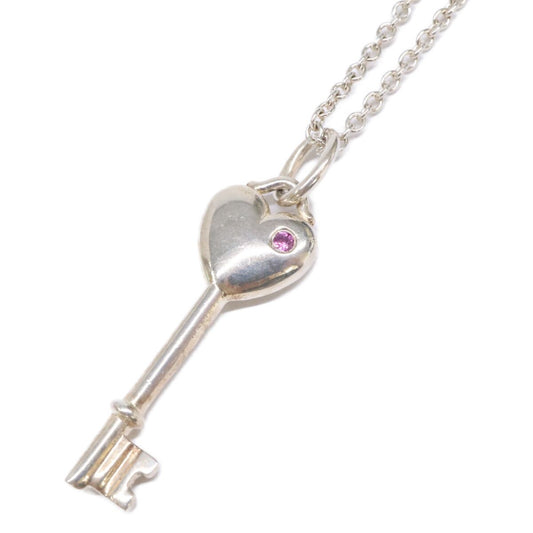 Tiffany & Co 925 Elsa Peretti Pink Saffiano Heart Key Pendant