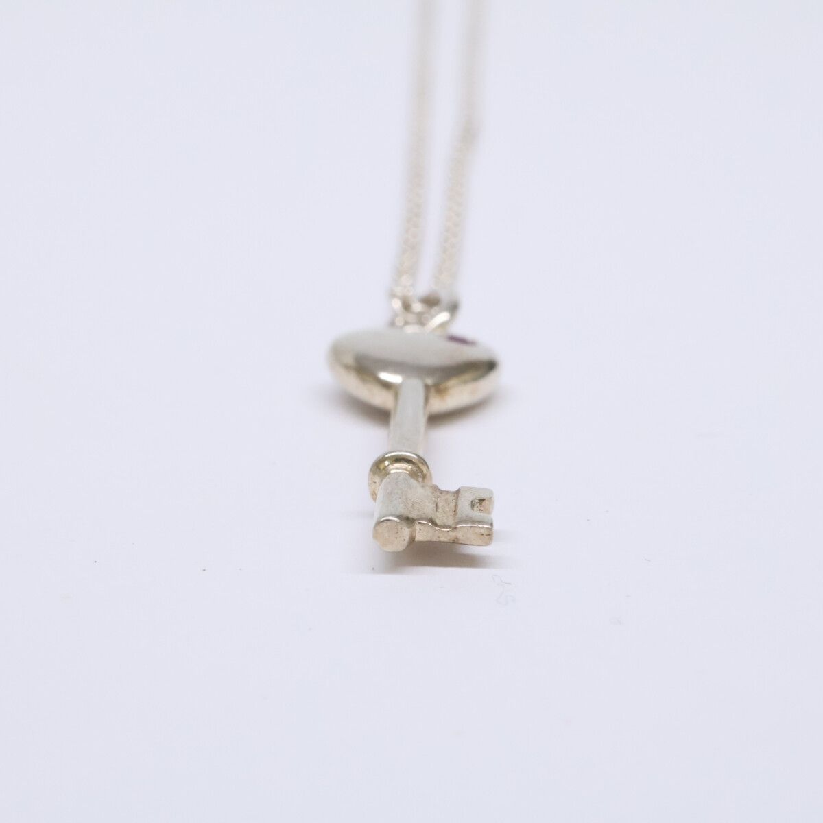 Tiffany & Co 925 Elsa Peretti Pink Saffiano Heart Key Pendant — view 4