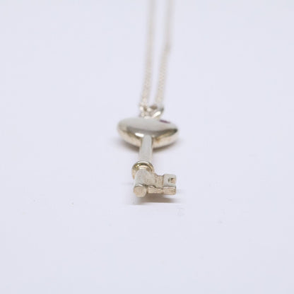 Tiffany & Co 925 Elsa Peretti Pink Saffiano Heart Key Pendant — view 4