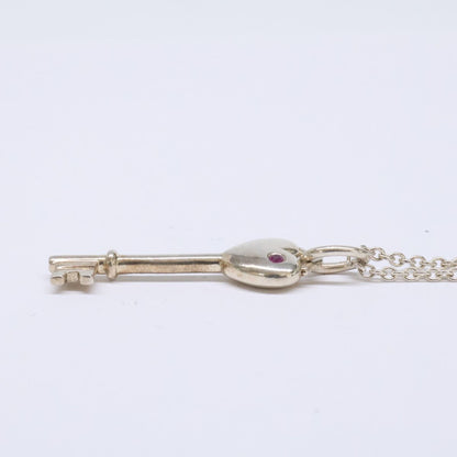 Tiffany & Co 925 Elsa Peretti Pink Saffiano Heart Key Pendant — view 3
